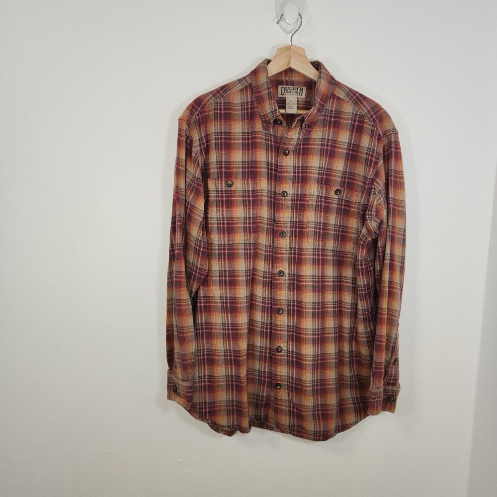 Duluth Trading Men's LARGE TALL Flannel Button Shirt Cabin Outdoor Work Gorpcore